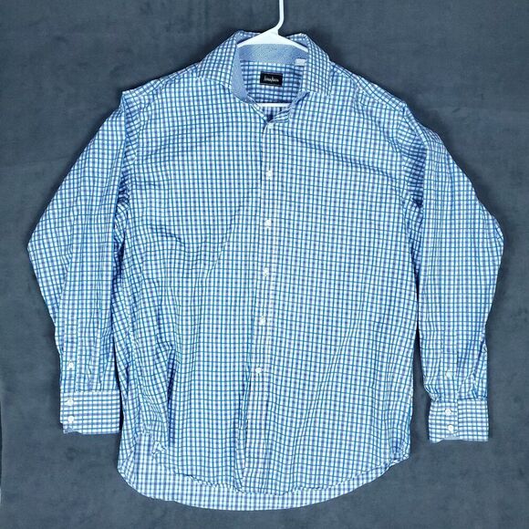 Neiman Marcus Other - Neiman Marcus Shirt Men's Size L Blue Check Plaid Button Down Long Sleeve Cotton